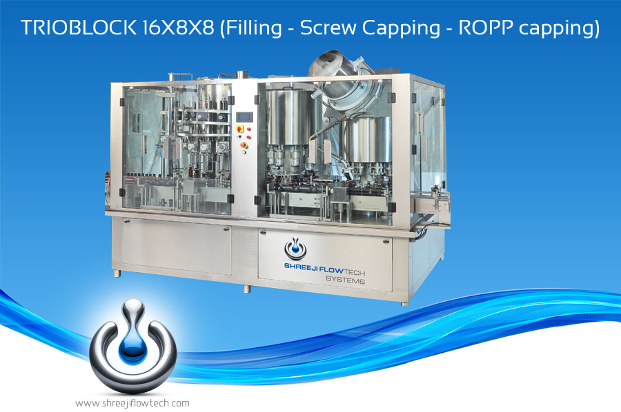 Automatic Trio block - 16x8x8 Filling-Screw Capping-ROPP Capping